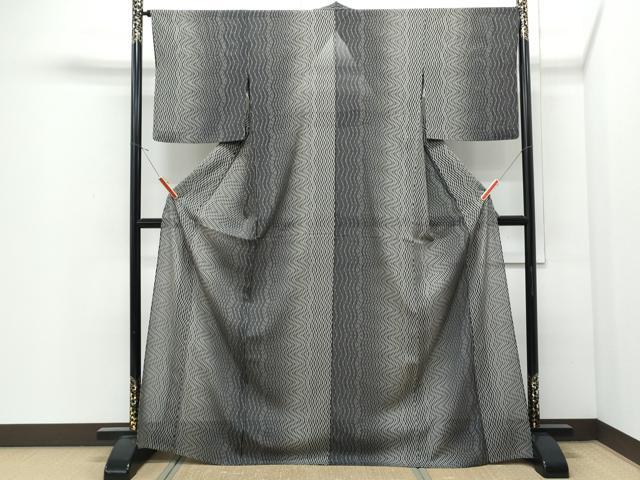 平和屋着物*夏物 小紋 絽 吉祥文 黒地 ロング丈 正絹 逸品 CABJ0865th