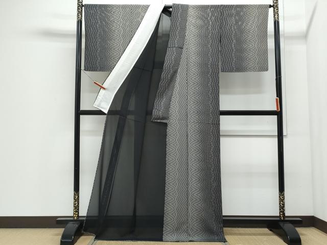 平和屋着物*夏物 小紋 絽 吉祥文 黒地 ロング丈 正絹 逸品 CABJ0865th