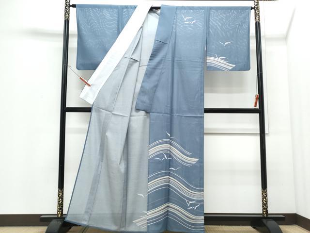 平和屋着物*夏物 訪問着 絽 流水飛鶴文 金彩 洗える着物 CABJ0873th