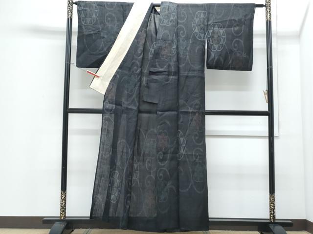 平和屋着物*夏物 重要無形文化財 本場宮古上布 花唐草文 苧麻 逸品 CABJ0877th