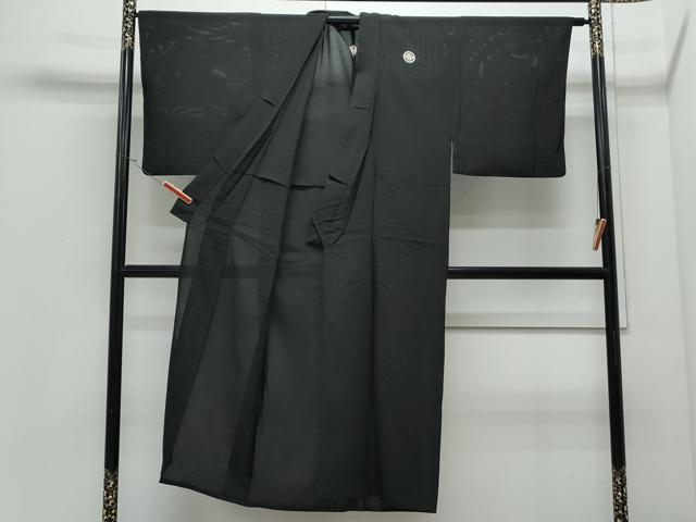平和屋着物*夏物 男性 黒紋付 羽織セット 絽 正絹 逸品 CABJ0886th