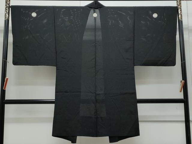 平和屋着物*夏物 男性 黒紋付 羽織セット 絽 正絹 逸品 CABJ0886th