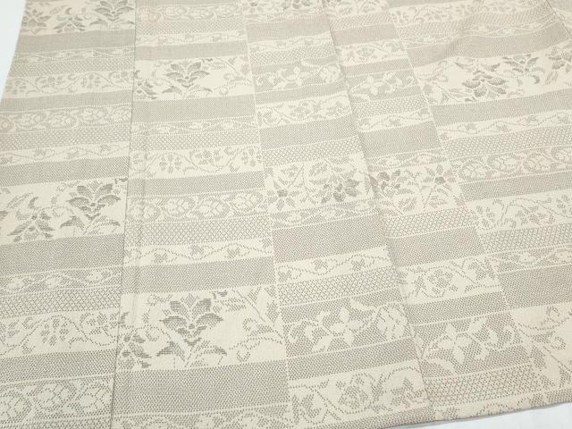 平和屋着物▽本塩沢 単衣 横段花文 証紙付き 正絹 逸品 CABJ0891th