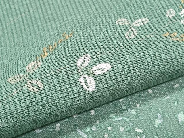 平和屋着物*夏物 訪問着 縦絽 刺繍 草葉文 金銀彩 正絹 逸品 CABJ0892th