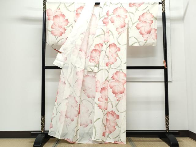 平和屋着物*夏物 小紋 絽 草花文 金彩 正絹 逸品 CABJ0893th
