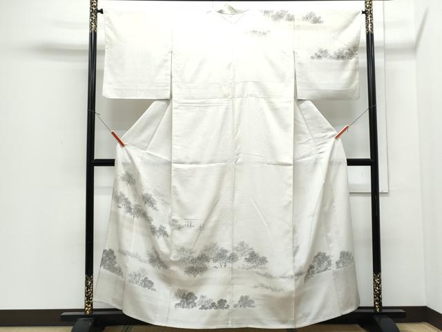 平和屋着物*夏物 訪問着 紬地 樹林文 正絹 逸品 CABJ0898th