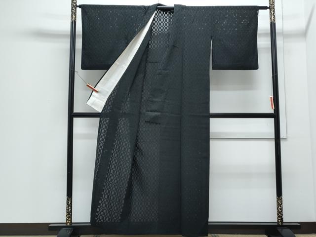 平和屋着物*夏物 色無地 市松紋紗 濡羽色 正絹 逸品 CABJ0900th