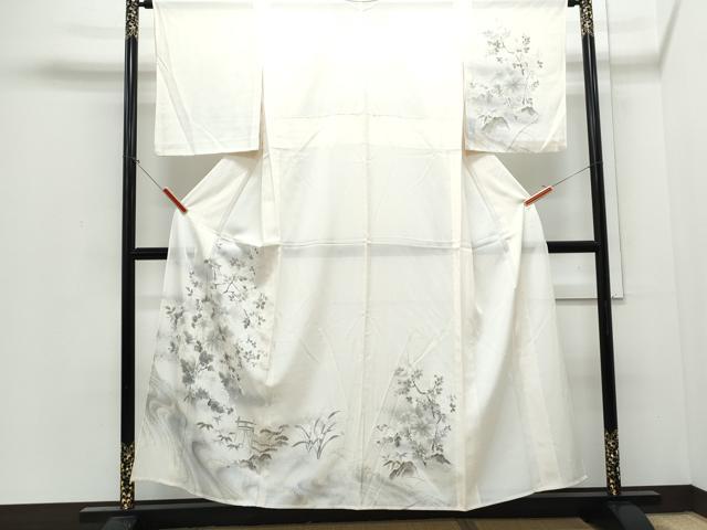 平和屋着物*夏物 訪問着 絽 草花文 暈し染め 金銀彩 正絹 逸品 CABJ0914th