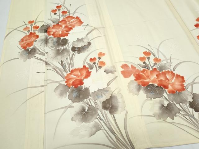 平和屋着物*夏物 訪問着 絽 手描き 草花文 銀彩 正絹 逸品 CABJ0918th