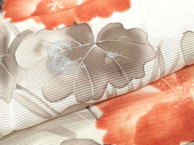 平和屋着物*夏物 訪問着 絽 手描き 草花文 銀彩 正絹 逸品 CABJ0918th