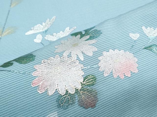 平和屋着物*夏物 訪問着 絽 草花文 暈し染め 金銀彩 正絹 逸品 CABJ0920th