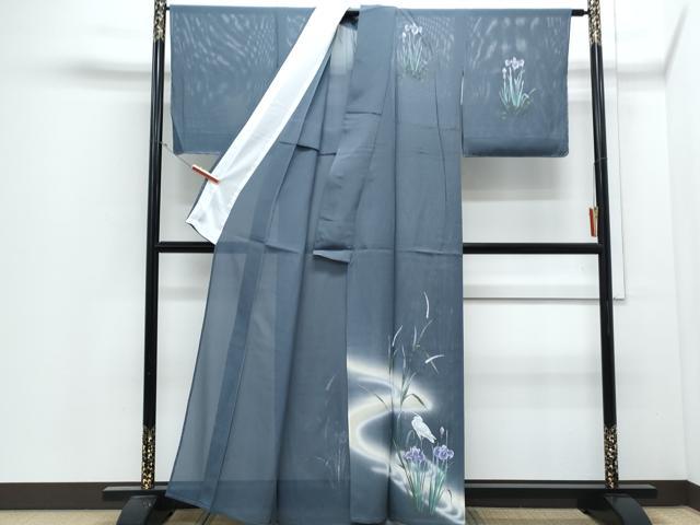 平和屋着物*夏物 訪問着 絽 白鷺 流水花文 正絹 逸品 CABJ0928th