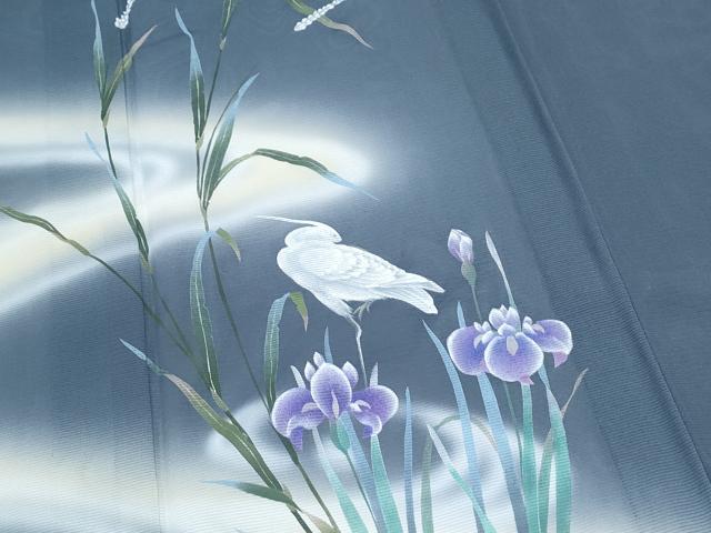 平和屋着物*夏物 訪問着 絽 白鷺 流水花文 正絹 逸品 CABJ0928th