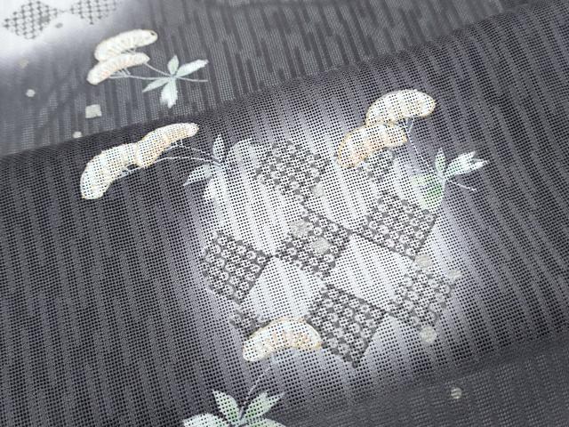 平和屋着物*夏物 訪問着 紗 蛍暈し 市松草花文 正絹 逸品 CABJ0929th