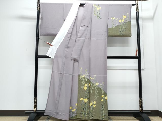 平和屋着物*夏物 訪問着 友禅 菱文紗 草花文 正絹 逸品 CABJ0930th