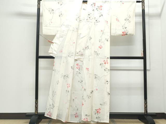 平和屋着物*夏物 小紋 手描き 絽 枝花文 正絹 逸品 CABJ0936th