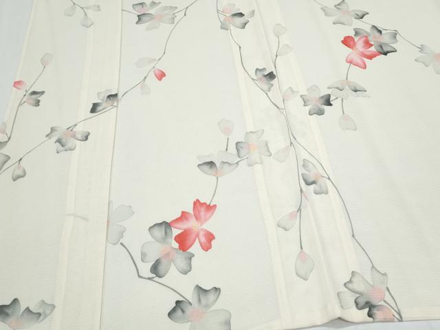 平和屋着物*夏物 小紋 手描き 絽 枝花文 正絹 逸品 CABJ0936th