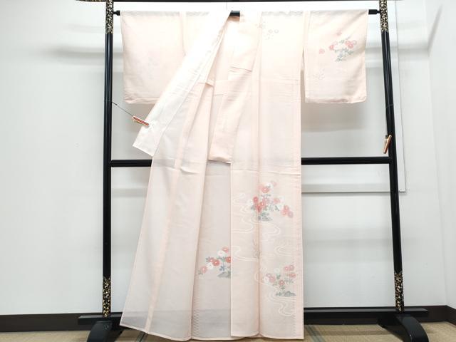平和屋着物*夏物 訪問着 絽 流水花文 銀彩 正絹 逸品 CABJ0943th