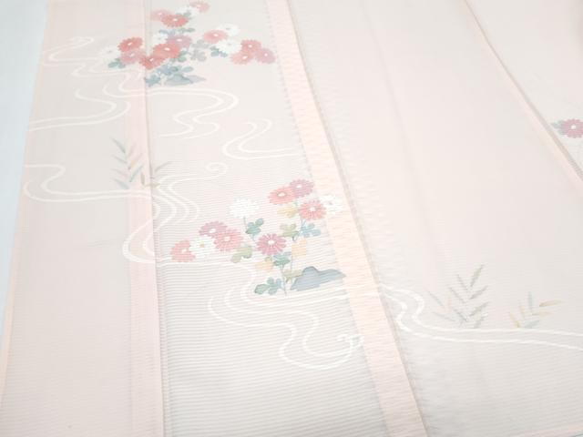 平和屋着物*夏物 訪問着 絽 流水花文 銀彩 正絹 逸品 CABJ0943th