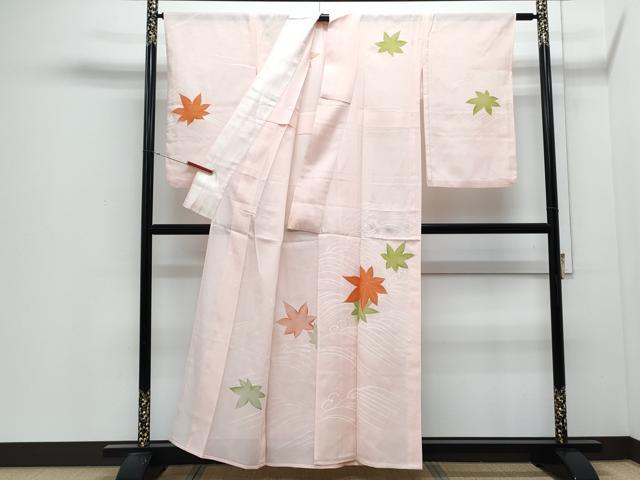 平和屋着物*夏物 訪問着 絽 流水楓文 銀彩 正絹 逸品 CABJ0945th