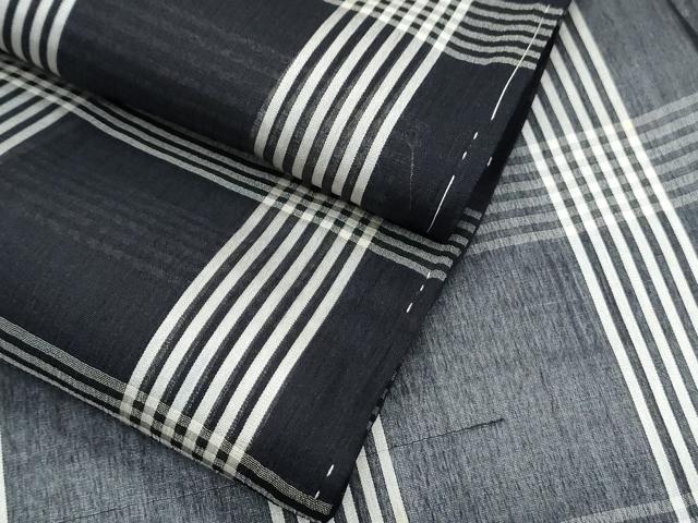 平和屋着物*夏物 お召 紗 格子文 黒地 正絹 逸品 CABJ0953th