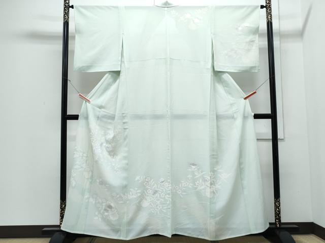平和屋着物*夏物 訪問着 絽 絞り 花籠文 銀彩 正絹 逸品 CABJ0958th