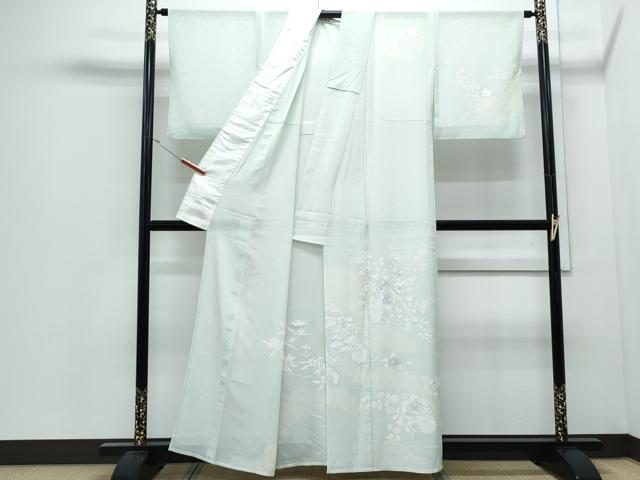 平和屋着物*夏物 訪問着 絽 絞り 花籠文 銀彩 正絹 逸品 CABJ0958th