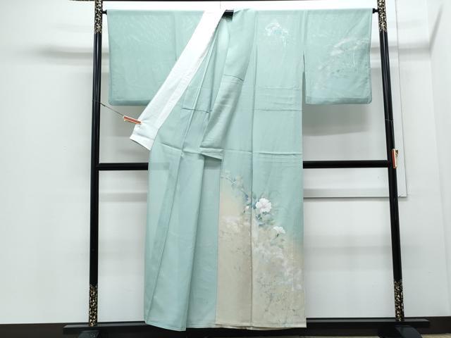 平和屋着物*夏物 訪問着 絽 草花シルエット 暈し染め 金銀彩 正絹 逸品 CABJ0963th
