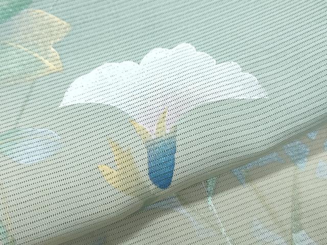 平和屋着物*夏物 訪問着 絽 草花シルエット 暈し染め 金銀彩 正絹 逸品 CABJ0963th