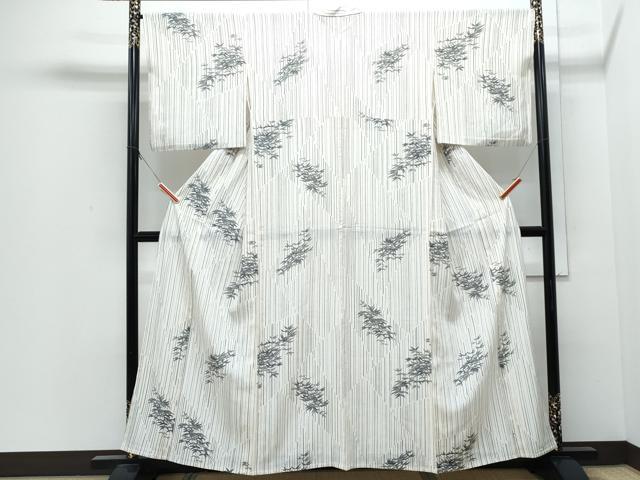 平和屋着物*夏物 小紋 絽 笹竹文 正絹 逸品 CABJ0966th