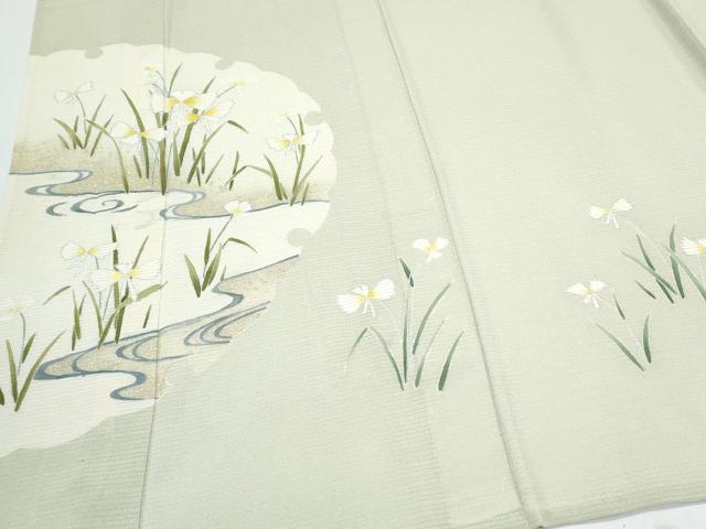 平和屋着物*夏物 訪問着 絽縮緬 雪輪花文 銀彩 正絹 逸品 CABJ0971th