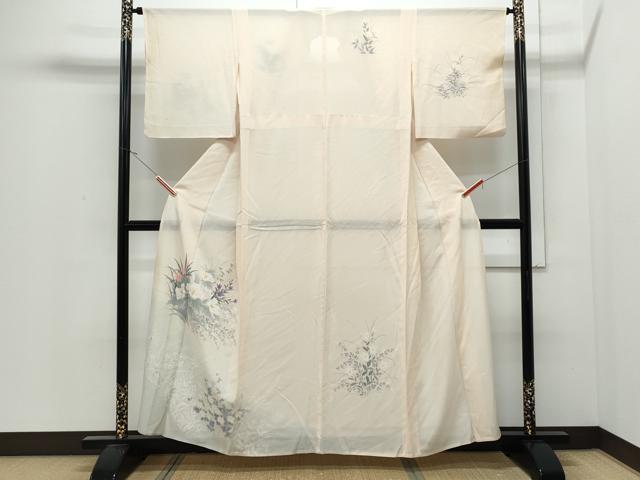 平和屋着物*夏物 訪問着 絽 手描き 草花文 暈し染め 正絹 逸品 CABJ0978th