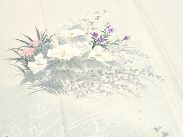 平和屋着物*夏物 訪問着 絽 手描き 草花文 暈し染め 正絹 逸品 CABJ0978th