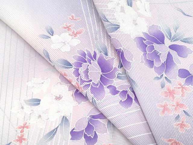 平和屋着物*夏物 小紋 絽 草花文 暈し染め 正絹 逸品 CABJ0979th