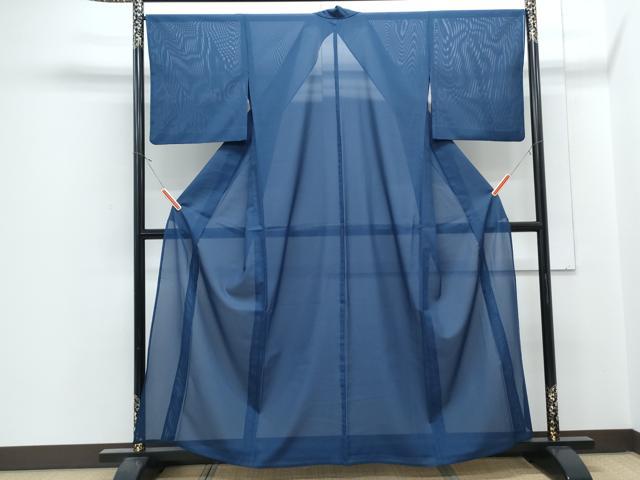 平和屋着物*夏物 色無地 絽 紺色 洗える着物 CABJ1000th