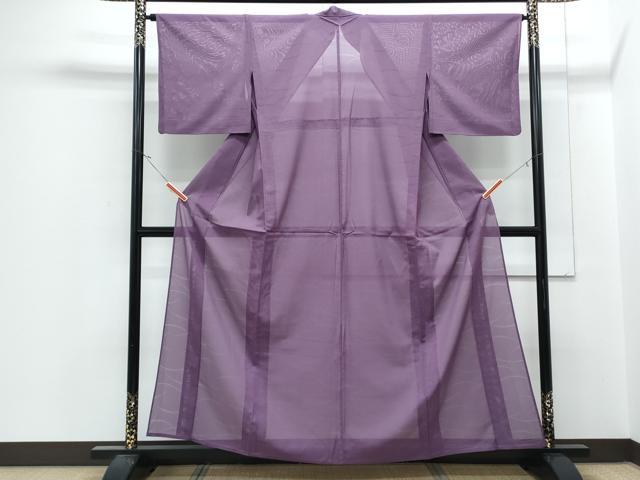 平和屋着物*夏物 色無地 絽 露芝紋紗 茄子紺色 洗える着物 CABJ1008th