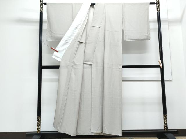 平和屋着物*夏物 色無地 紗綾形紋紗 絹鼠色 正絹 逸品 CABJ1010th