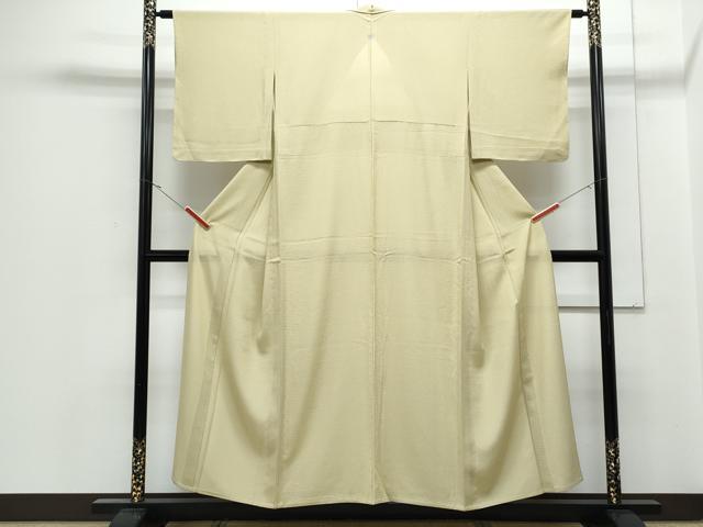 平和屋着物*夏物 色無地 絽縮緬 枯草色 正絹 逸品 CABJ1013th
