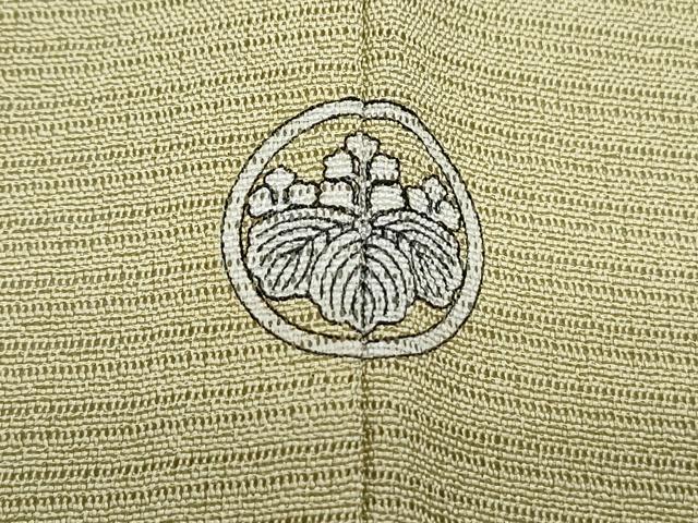 平和屋着物*夏物 色無地 絽縮緬 枯草色 正絹 逸品 CABJ1013th
