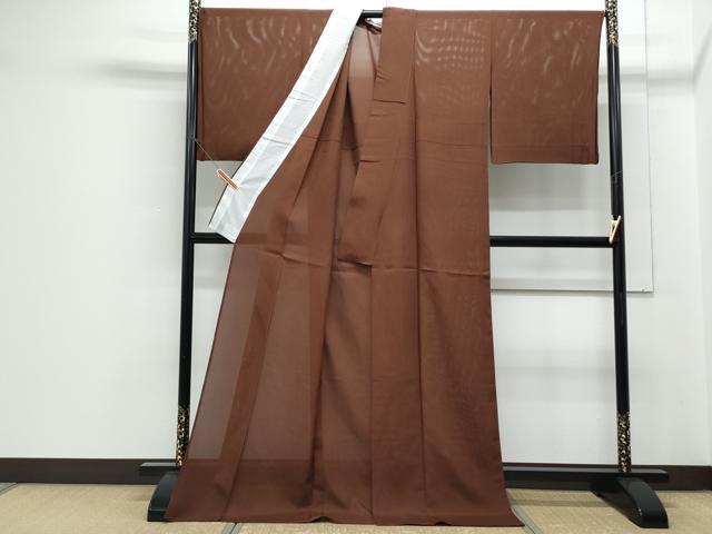 平和屋着物*夏物 色無地 絽 錆色 ロング丈 正絹 逸品 CABJ1015th