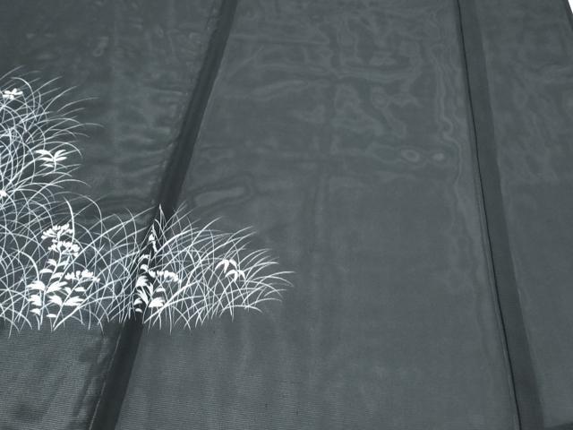 平和屋着物*夏物 訪問着 絽 草花文 黒地 正絹 逸品 CABJ1040th