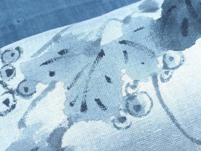 平和屋着物*夏物 訪問着 生紬 紗 作家物 手描き 葡萄蔦の葉文 暈し染め 正絹 逸品 CABJ1043th