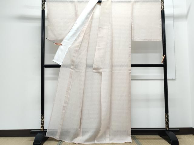 平和屋着物*夏物 小紋 花織 染師:珍部俊之 草木染 灰桜色 証紙付き 正絹 逸品 CABJ1046th