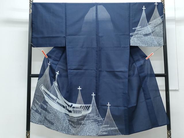 平和屋着物*夏物 男性 訪問着 紗 舟 洗える着物 CABJ1048th