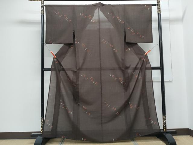 平和屋着物*洗える最高級着物 <英>はなぶさ謹製 夏物 小紋 紗 草葉文 CABJ1049th