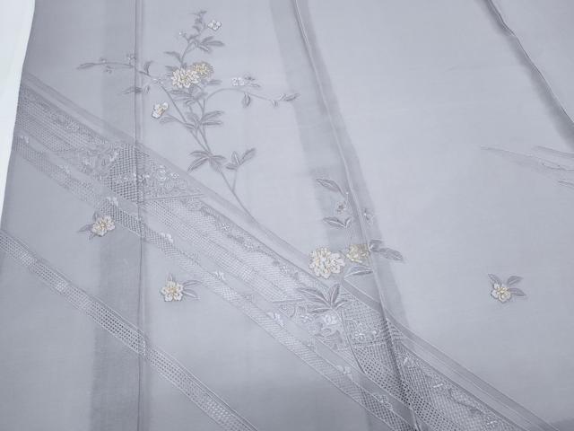 平和屋着物*夏物 中国三大刺繍 スワトウ刺繍 総刺繍 訪問着 紗紬 草花文 金糸 正絹 逸品 CABJ1065th