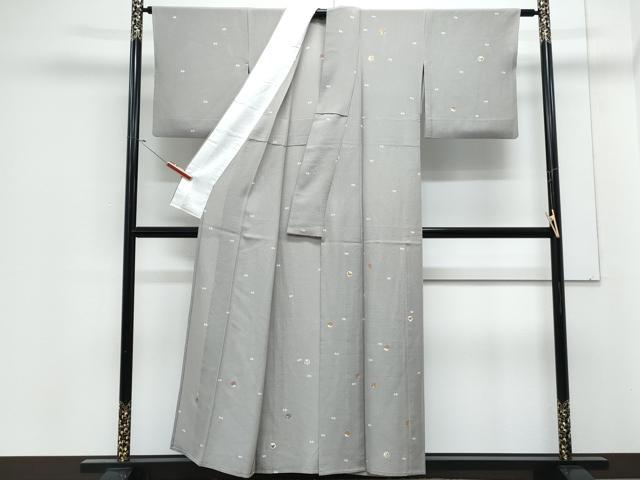 平和屋着物*夏物 小紋 絽縮緬 雪輪花文 金彩 正絹 逸品 CABJ1086th