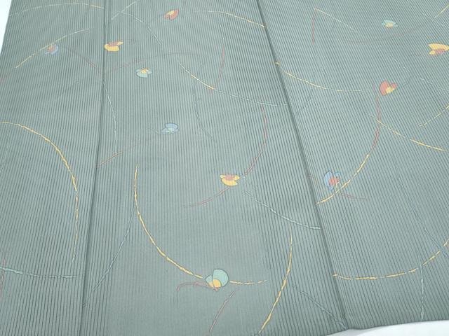 平和屋着物*夏物 小紋 縦絽 舞蝶文 正絹 逸品 CABJ1087th