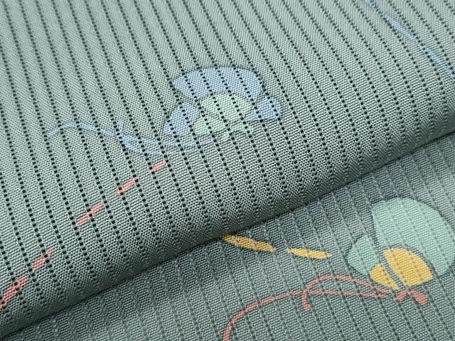 平和屋着物*夏物 小紋 縦絽 舞蝶文 正絹 逸品 CABJ1087th