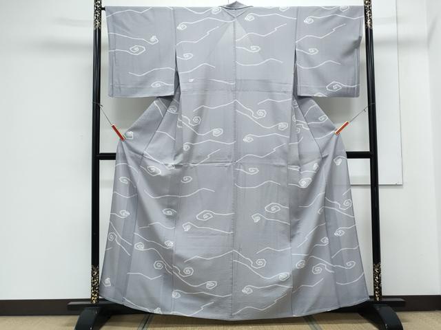 平和屋着物*夏物 小紋 紗綾形紋紗 渦巻き文 正絹 逸品 CABJ1095th